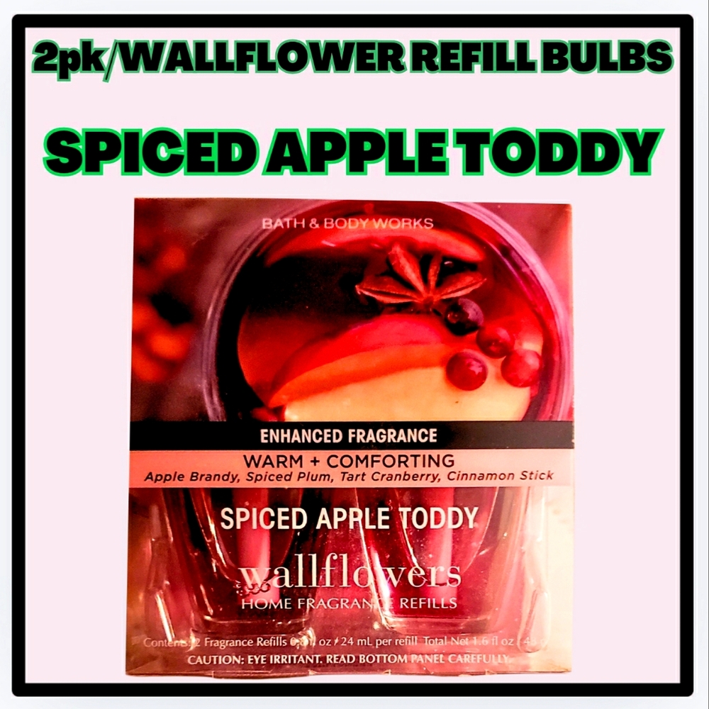 🔥2pk WALLFLOWER REFILL BULBS/SPICED APPLE TODDY/NEW/BBW